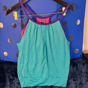 Icebreaker Turquoise and Fuchsia top merino wool